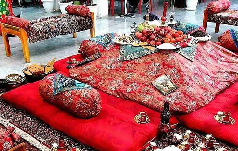 Traditional Yalda dinner table
